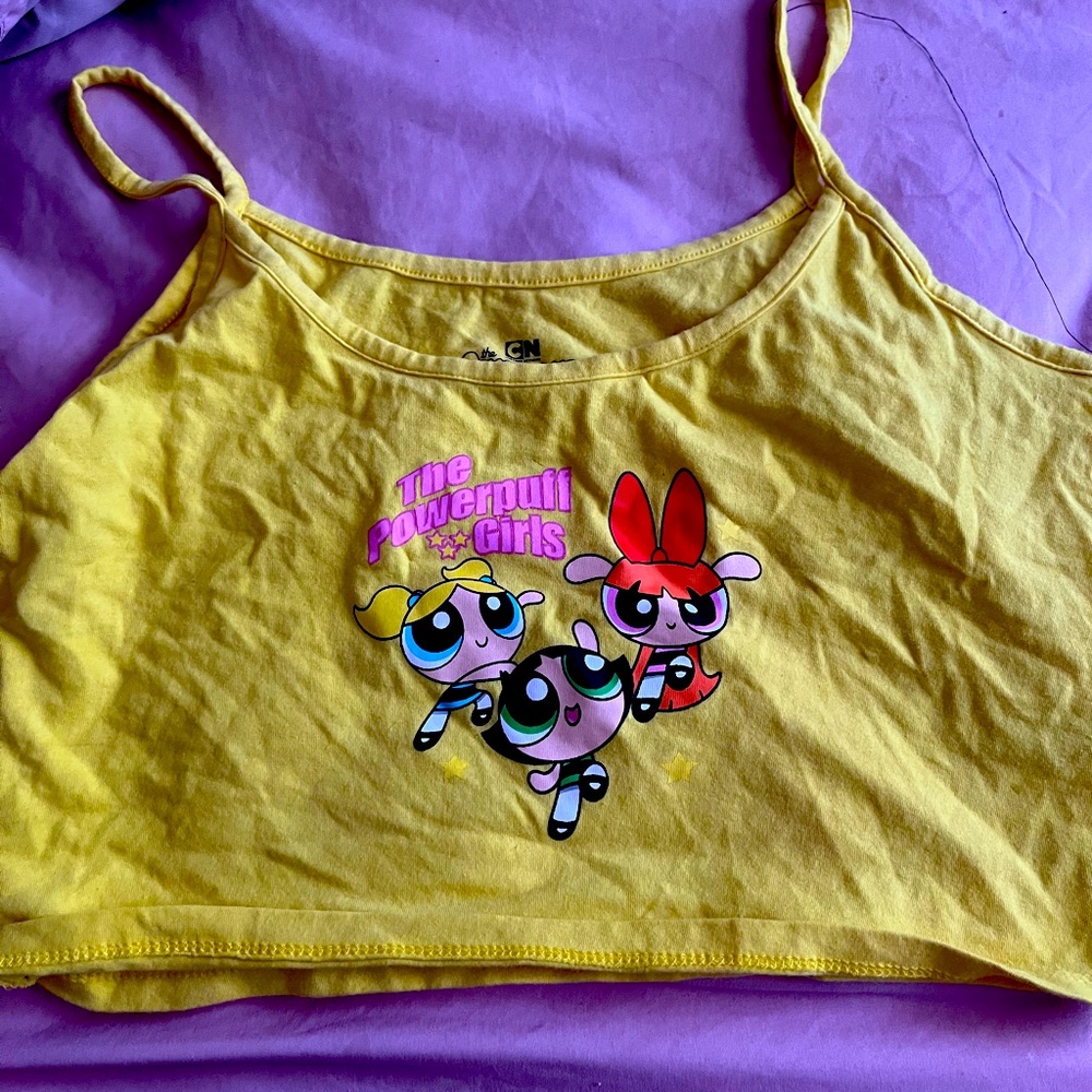 Yellow power puff girl crop top